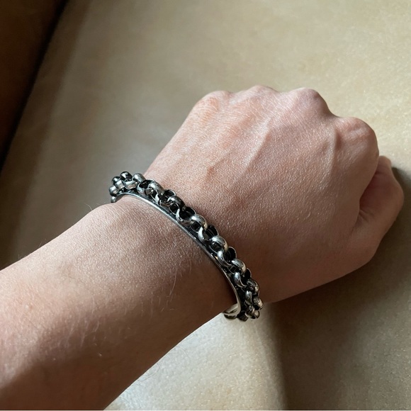 Elizabeth Cole chain cuff bracelet bangle silver layering minimal - Picture 3 of 8